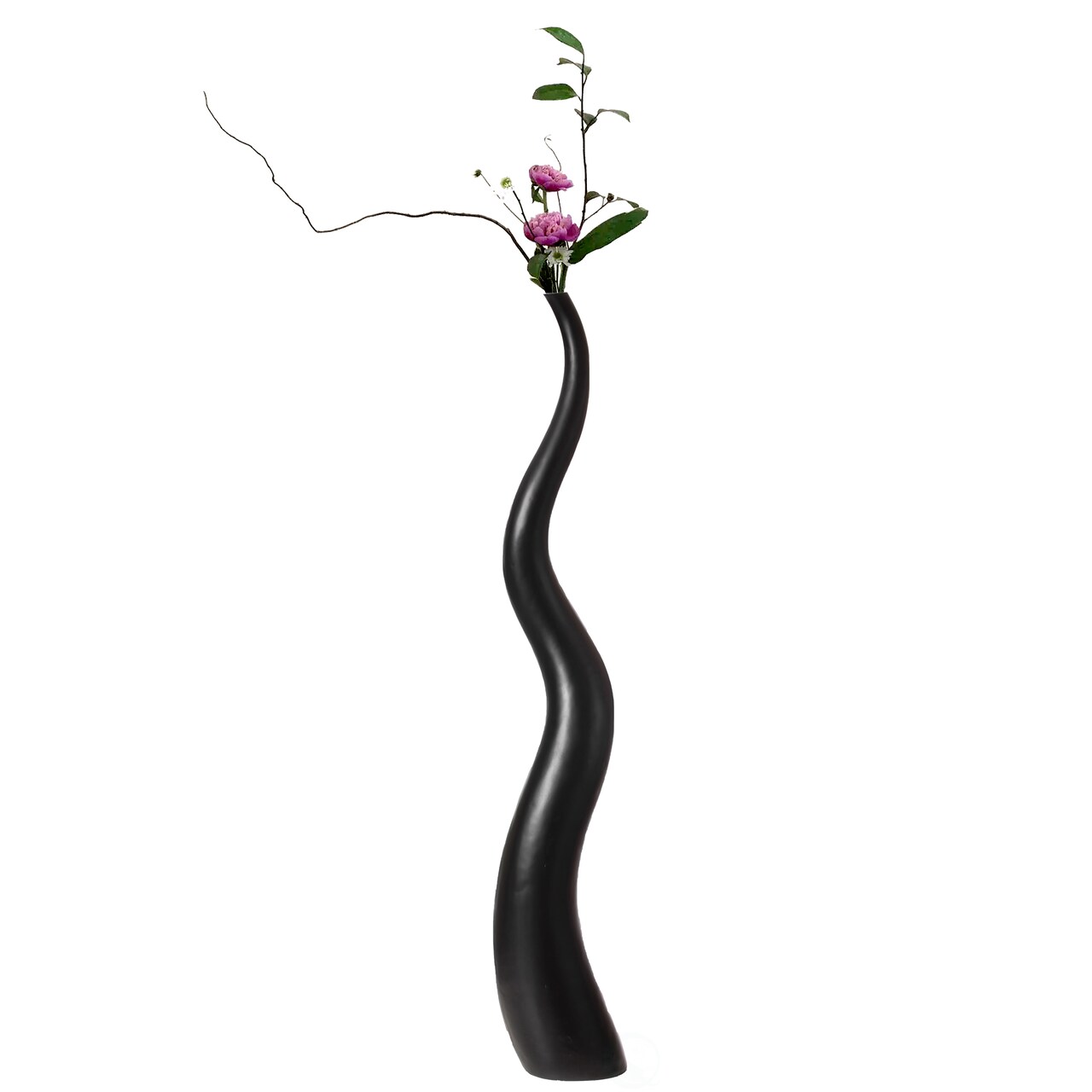 Tall Ceramic Black Animal Horn Floor Vase Elegant for Entryway Dining Living Room Decor Statement Piece with Distinctive Antler-Inspired Design Blending Contemporary Elegance and Nature-Inspired